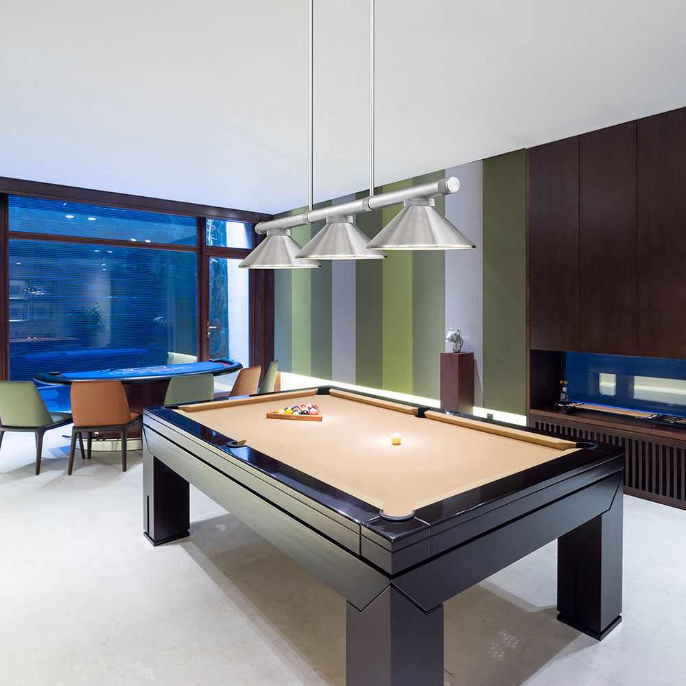 Vanguard Cone Billiard Pendant Light in game room.