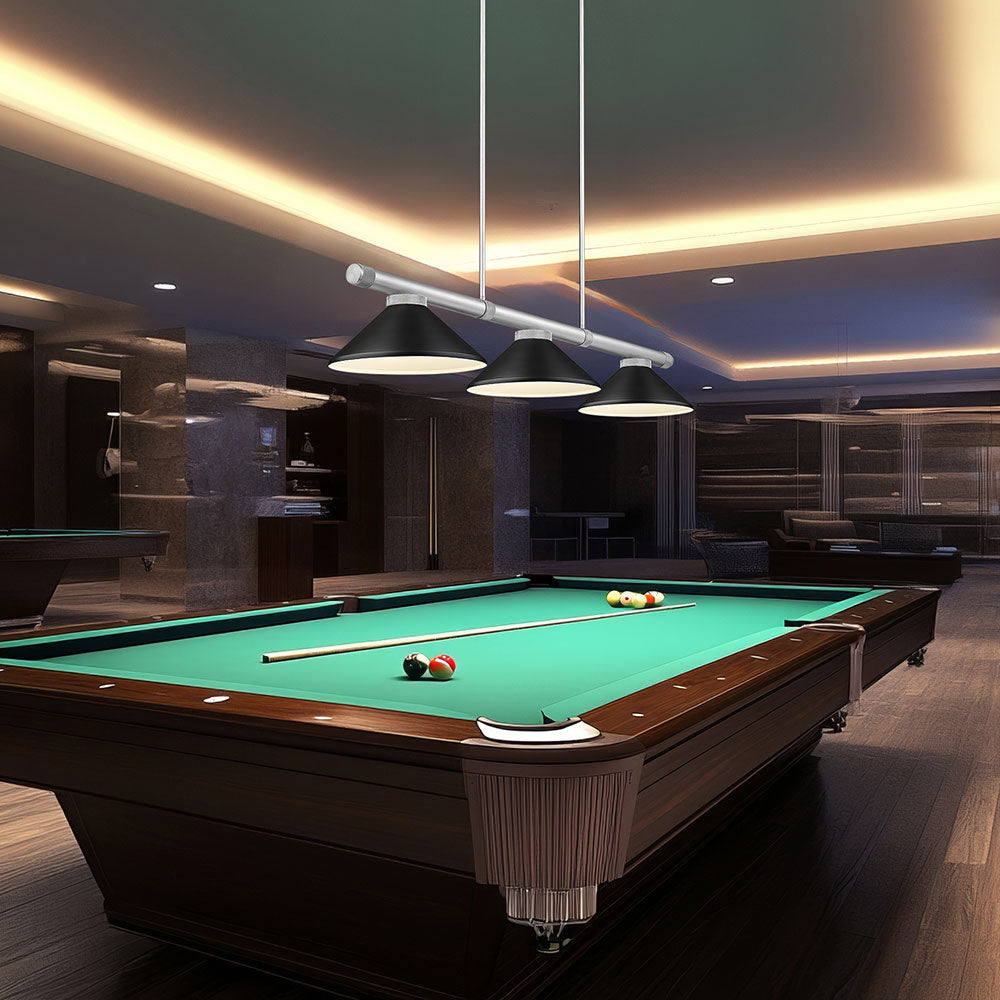 Vanguard Cone Billiard Pendant Light in game room.