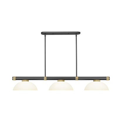 Vanguard Dome Billiard Pendant Light in Matte Black/Rubbed Brass (Matte Opal).