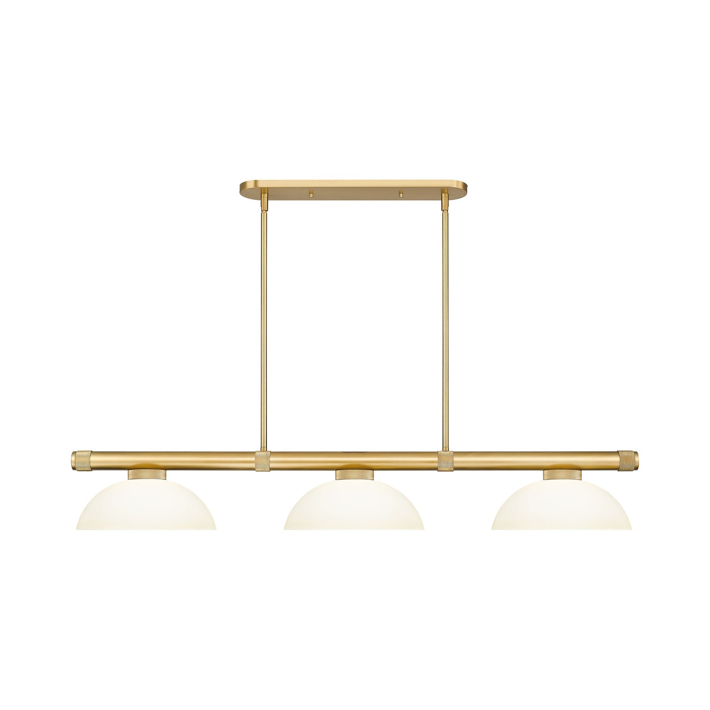 Vanguard Dome Billiard Pendant Light in Rubbed Brass (Matte Opal).