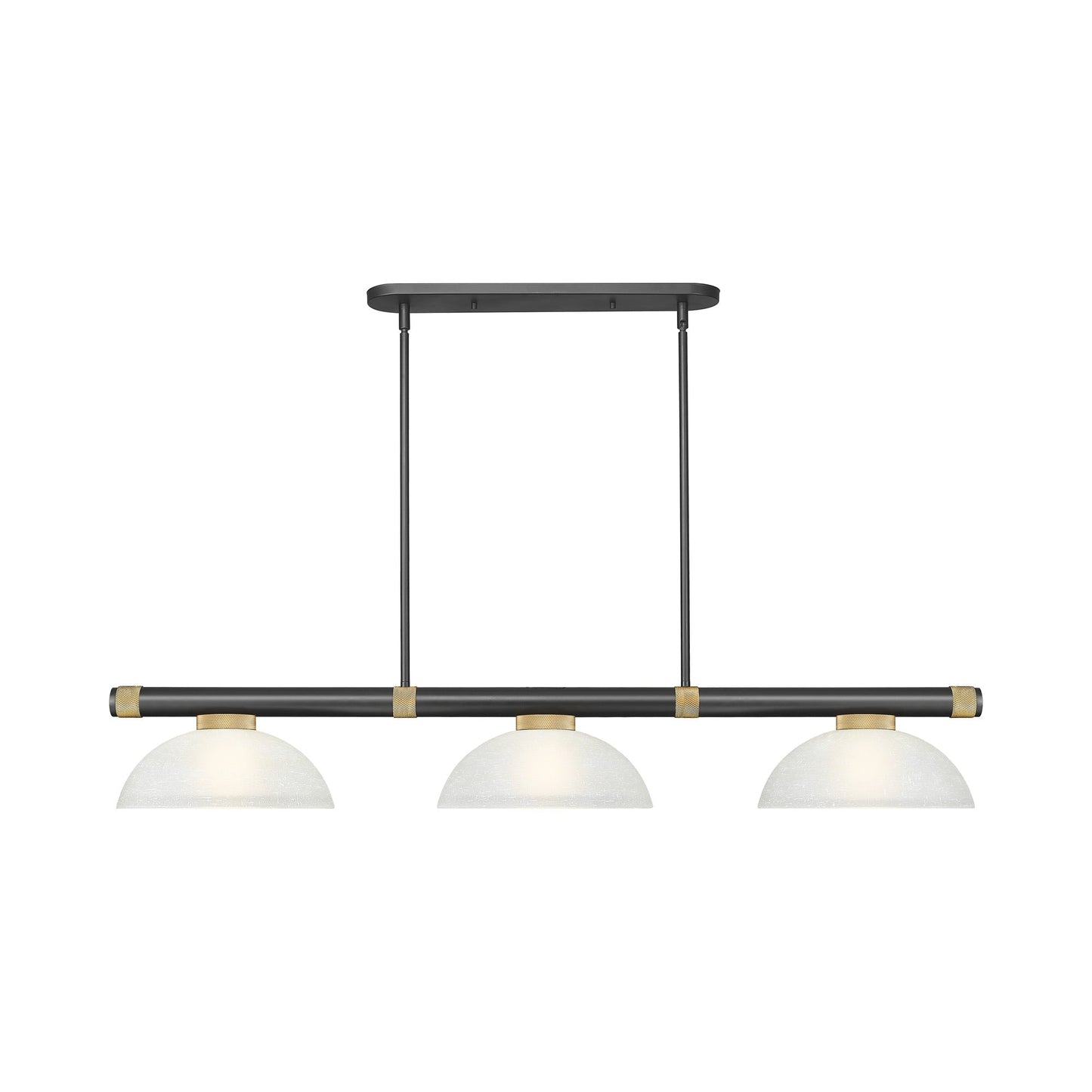 Vanguard Dome Billiard Pendant Light in Matte Black/Rubbed Brass (White Linen).