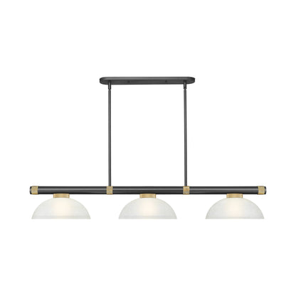Vanguard Dome Billiard Pendant Light in Matte Black/Rubbed Brass (White Linen).