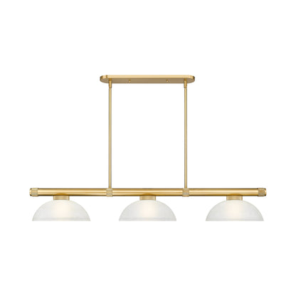 Vanguard Dome Billiard Pendant Light in Rubbed Brass (White Linen).