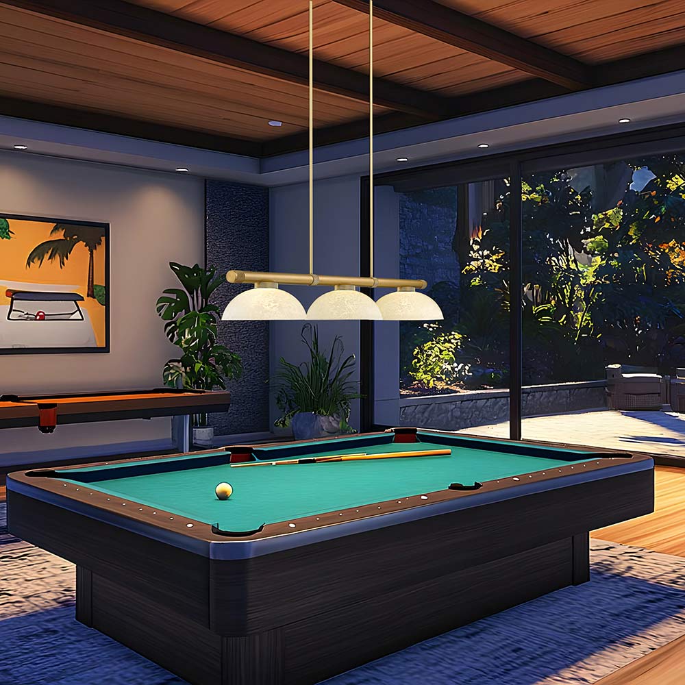 Vanguard Dome Billiard Pendant Light in game room.