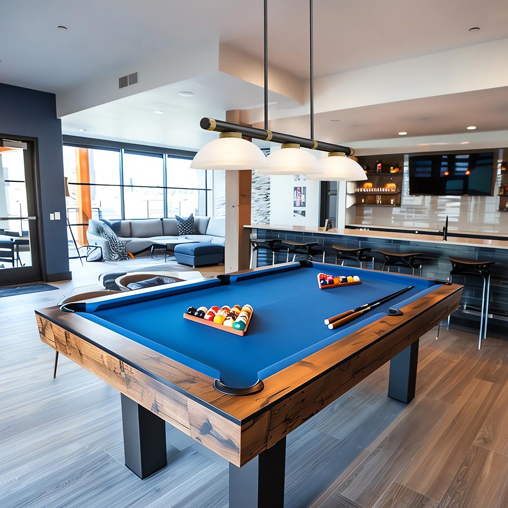 Vanguard Dome Billiard Pendant Light in game room.