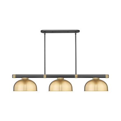 Vanguard Dome Steel Billiard Pendant Light in Matte Black/Rubbed Brass (Heritage Brass).
