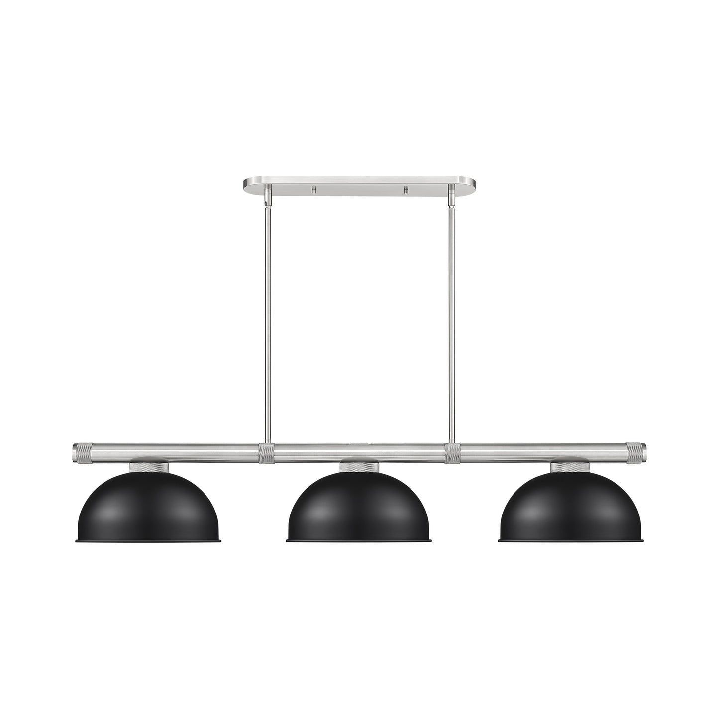 Vanguard Dome Steel Billiard Pendant Light in Brushed Nickel (Matte Black).