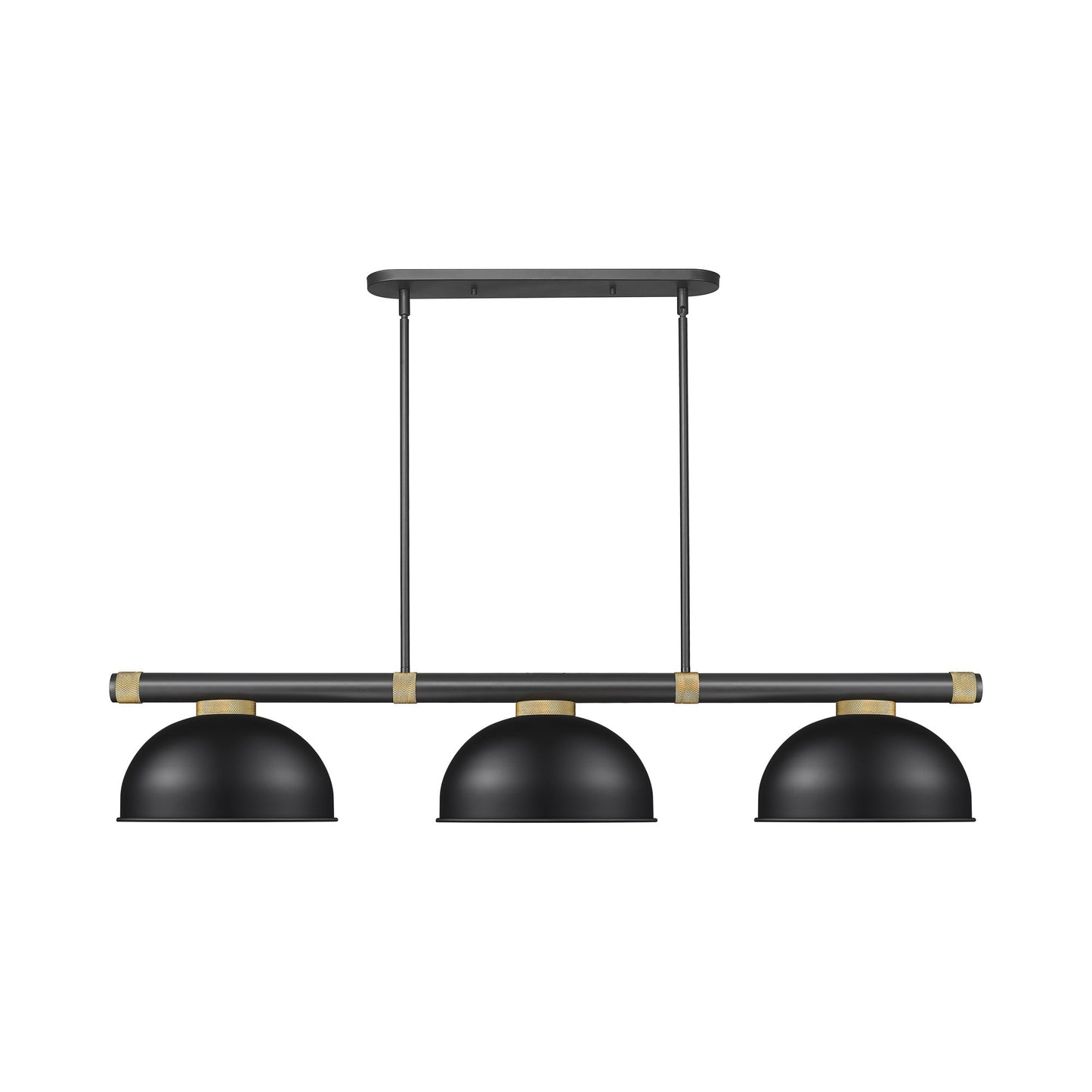 Vanguard Dome Steel Billiard Pendant Light in Matte Black/Rubbed Brass (Matte Black).