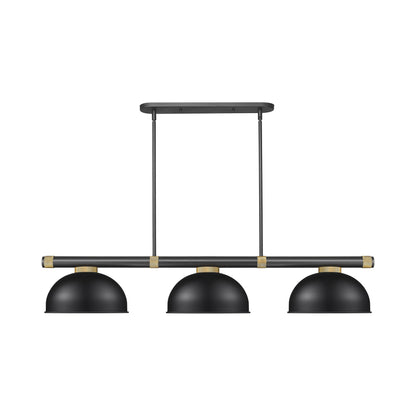 Vanguard Dome Steel Billiard Pendant Light in Matte Black/Rubbed Brass (Matte Black).
