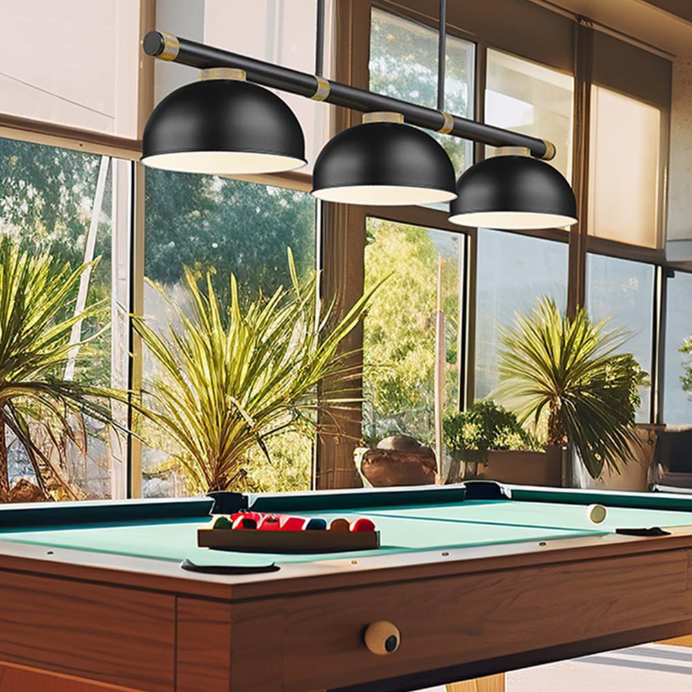 Vanguard Dome Steel Billiard Pendant Light in game room.