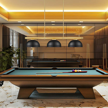Vanguard Dome Steel Billiard Pendant Light in game room.