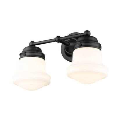 Vaughn Bath Vanity Light in Matte Black (2-Light/Matte Opal).