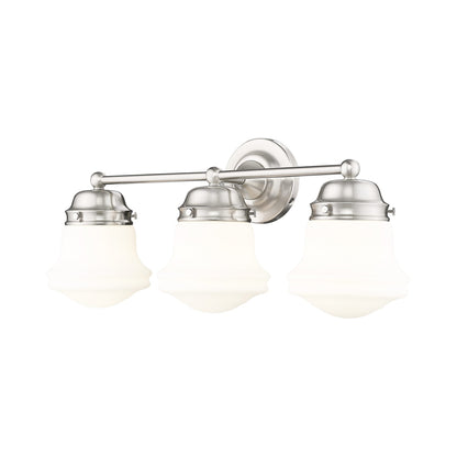 Vaughn Bath Vanity Light in Brushed Nickel (3-Light/Matte Opal).
