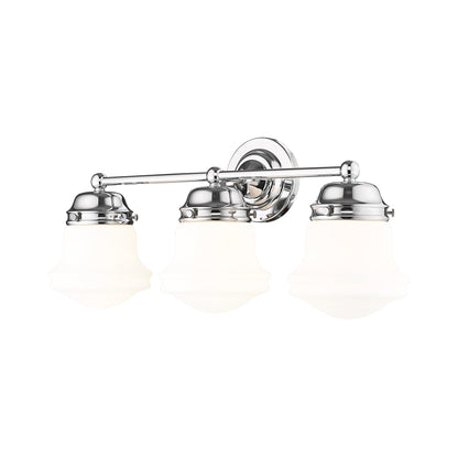 Vaughn Bath Vanity Light in Chrome (3-Light/Matte Opal).