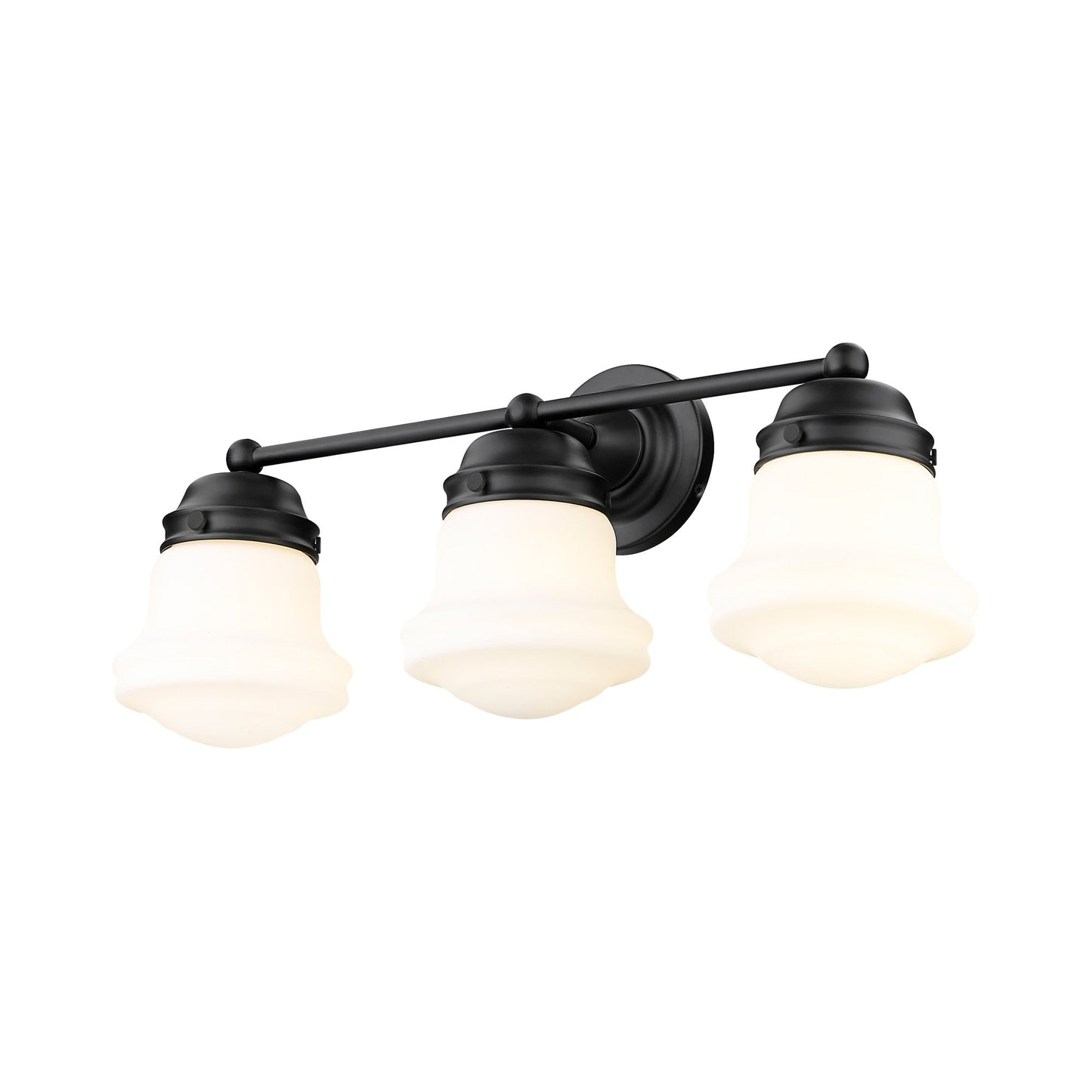 Vaughn Bath Vanity Light in Matte Black (3-Light/Matte Opal).