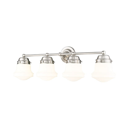 Vaughn Bath Vanity Light in Brushed Nickel (4-Light/Matte Opal).
