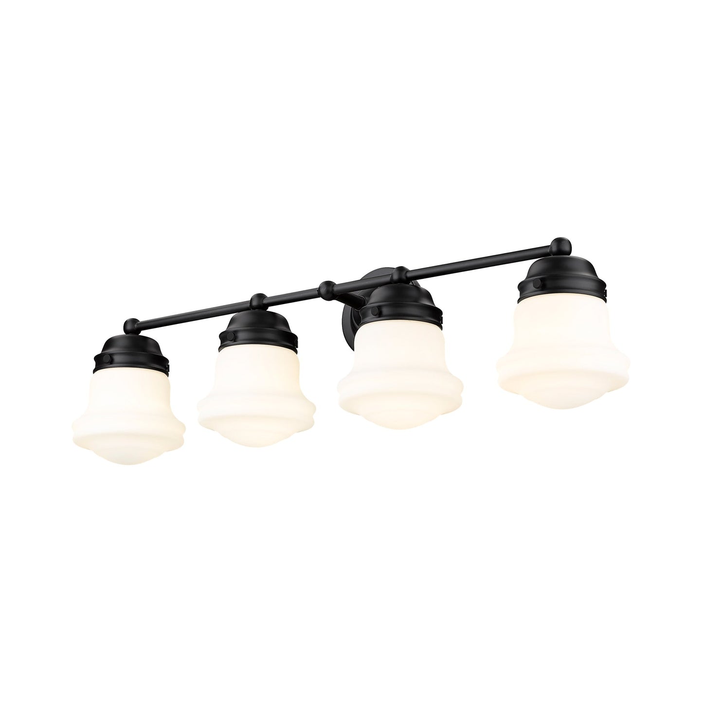 Vaughn Bath Vanity Light in Matte Black (4-Light/Matte Opal).
