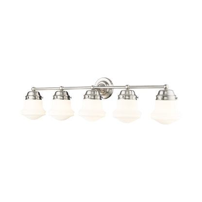 Vaughn Bath Vanity Light in Brushed Nickel (5-Light/Matte Opal).