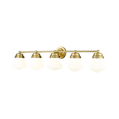 Vaughn Bath Vanity Light in Luxe Gold (5-Light/Matte Opal).