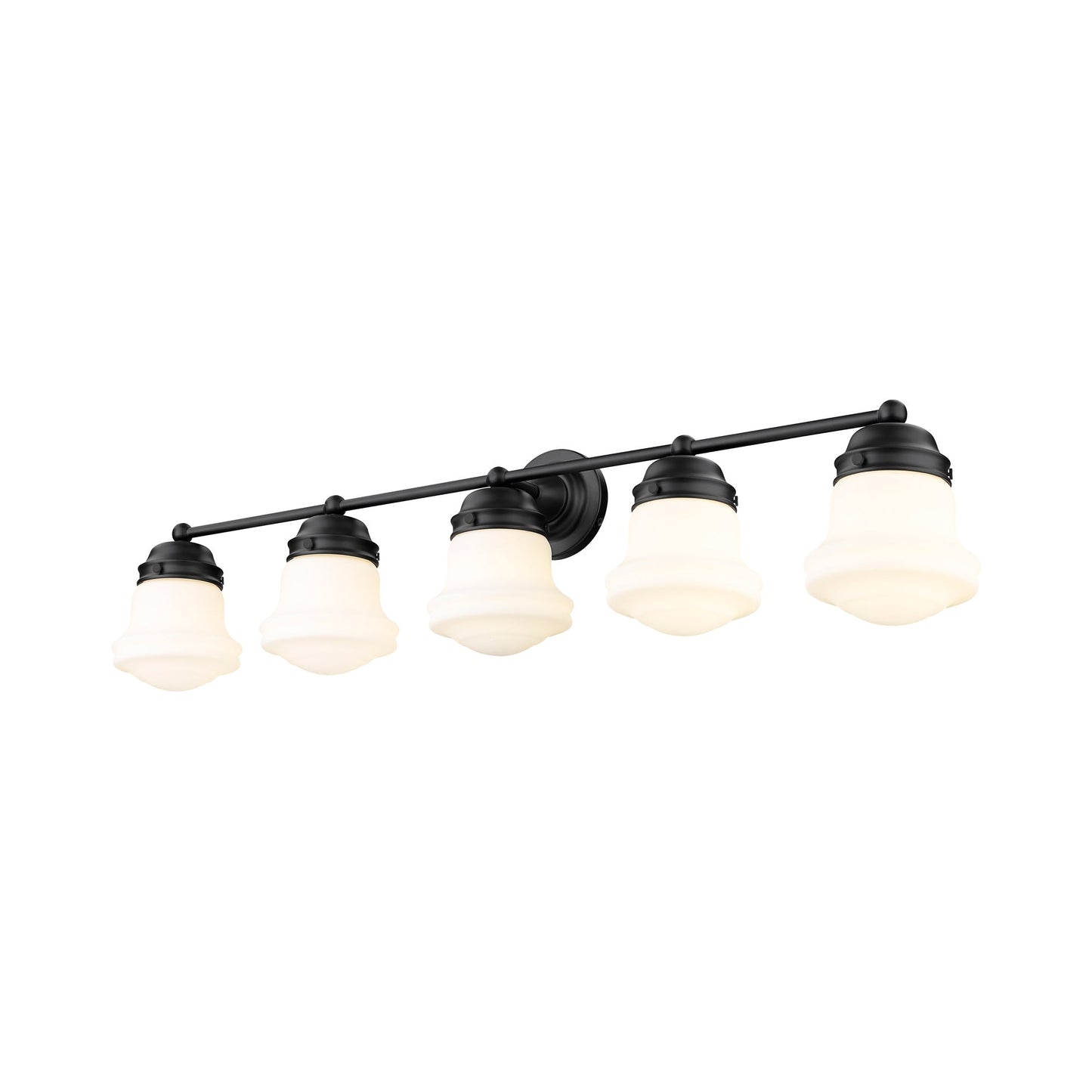 Vaughn Bath Vanity Light in Matte Black (5-Light/Matte Opal).