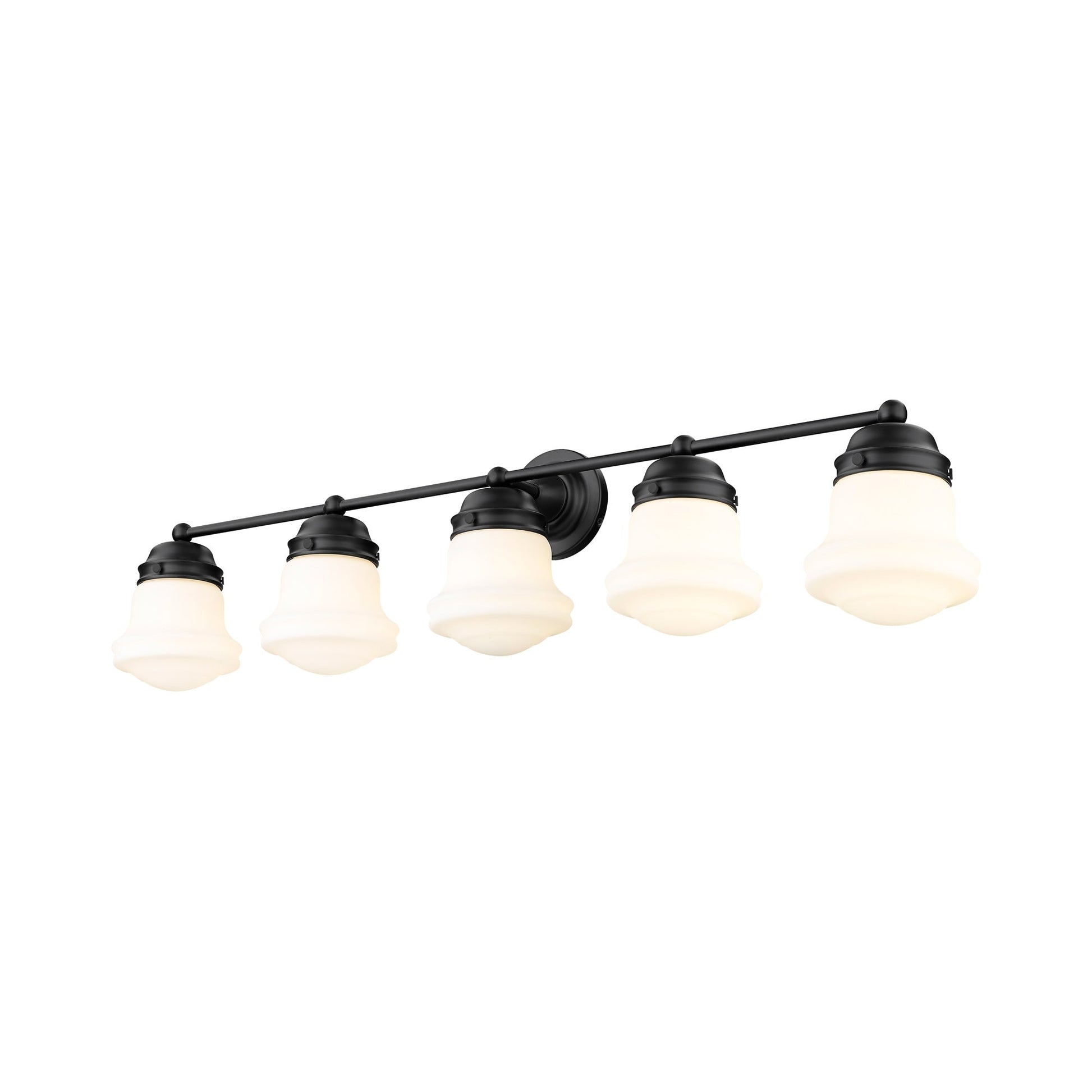 Vaughn Bath Vanity Light in Matte Black (5-Light/Matte Opal).