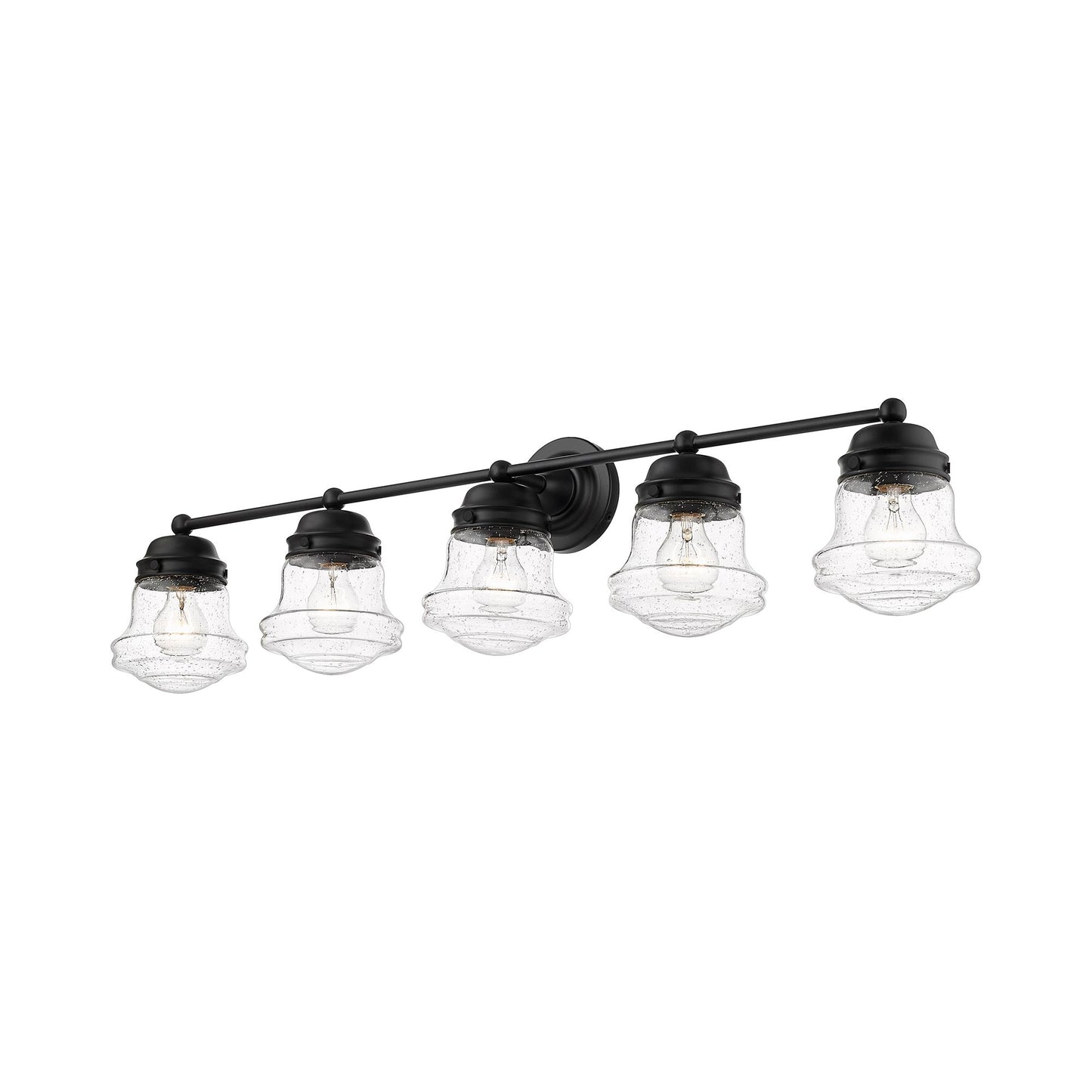 Vaughn Bath Vanity Light in Matte Black (5-Light/Clear Seedy).