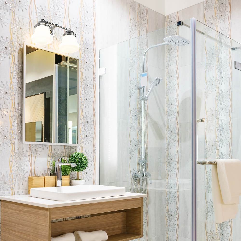 Vaughn Bath Vanity Light in bathroom.