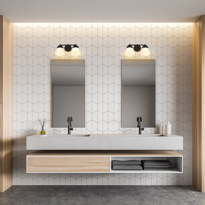 Vaughn Bath Vanity Light in bathroom.