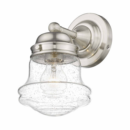 Vaughn Bath Wall Light in Brushed Nickel/Clear Seedy.