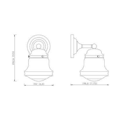 Vaughn Bath Wall Light - line drawing.