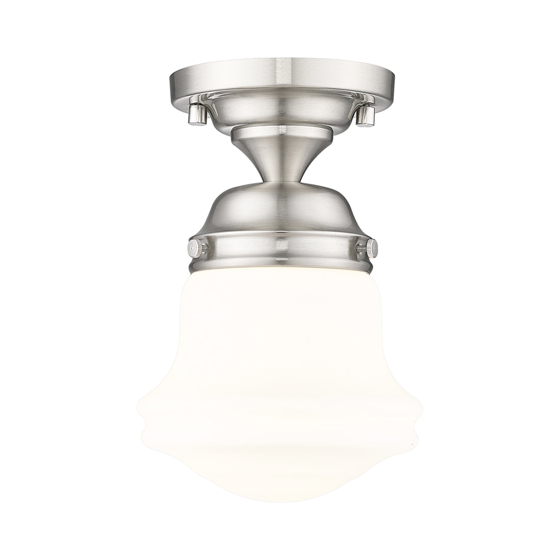 Vaughn Flush Mount Ceiling Light in Brushed Nickel (6-Inch/Matte Opal).