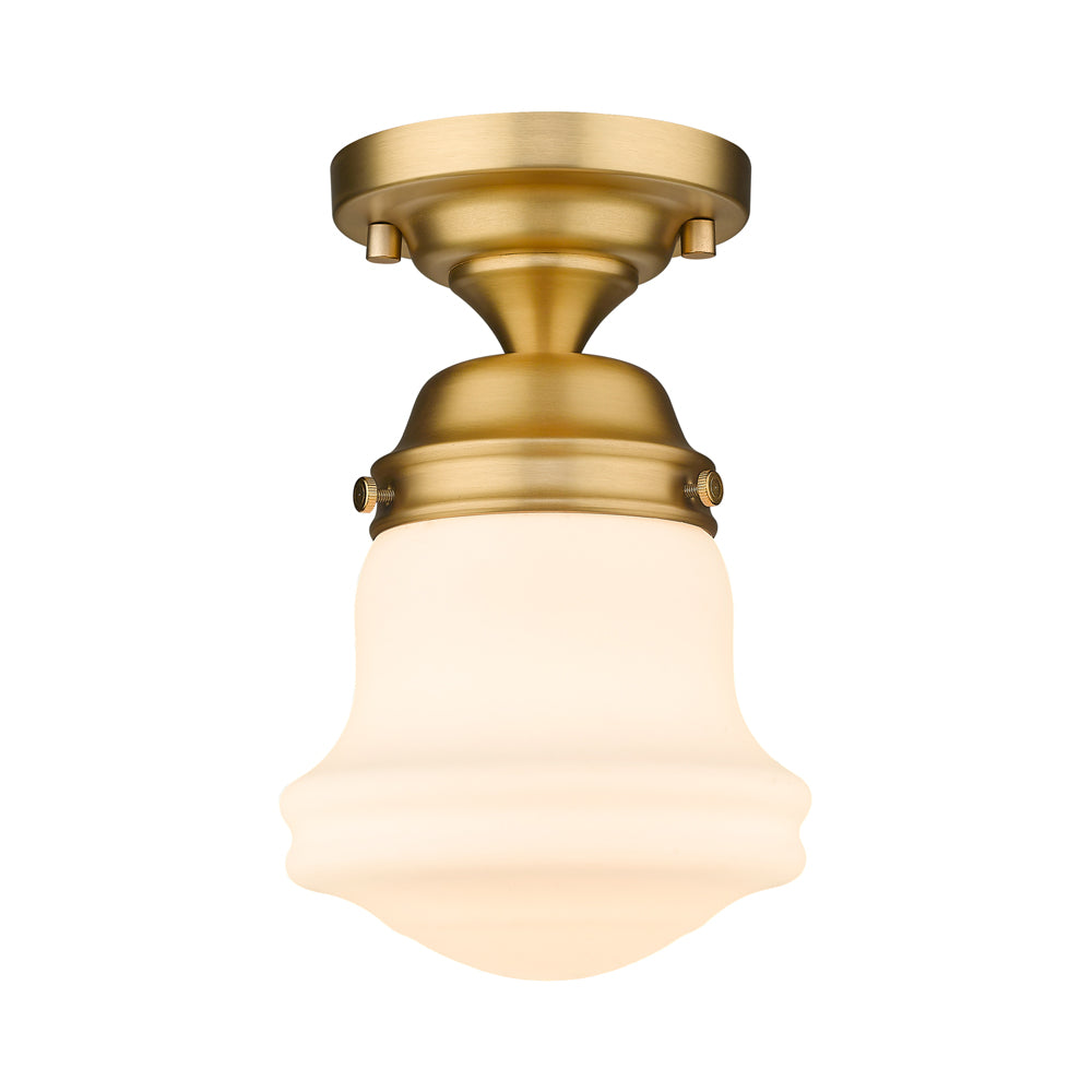 Vaughn Flush Mount Ceiling Light in Heritage Brass (6-Inch/Matte Opal).