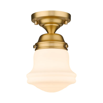 Vaughn Flush Mount Ceiling Light in Heritage Brass (6-Inch/Matte Opal).