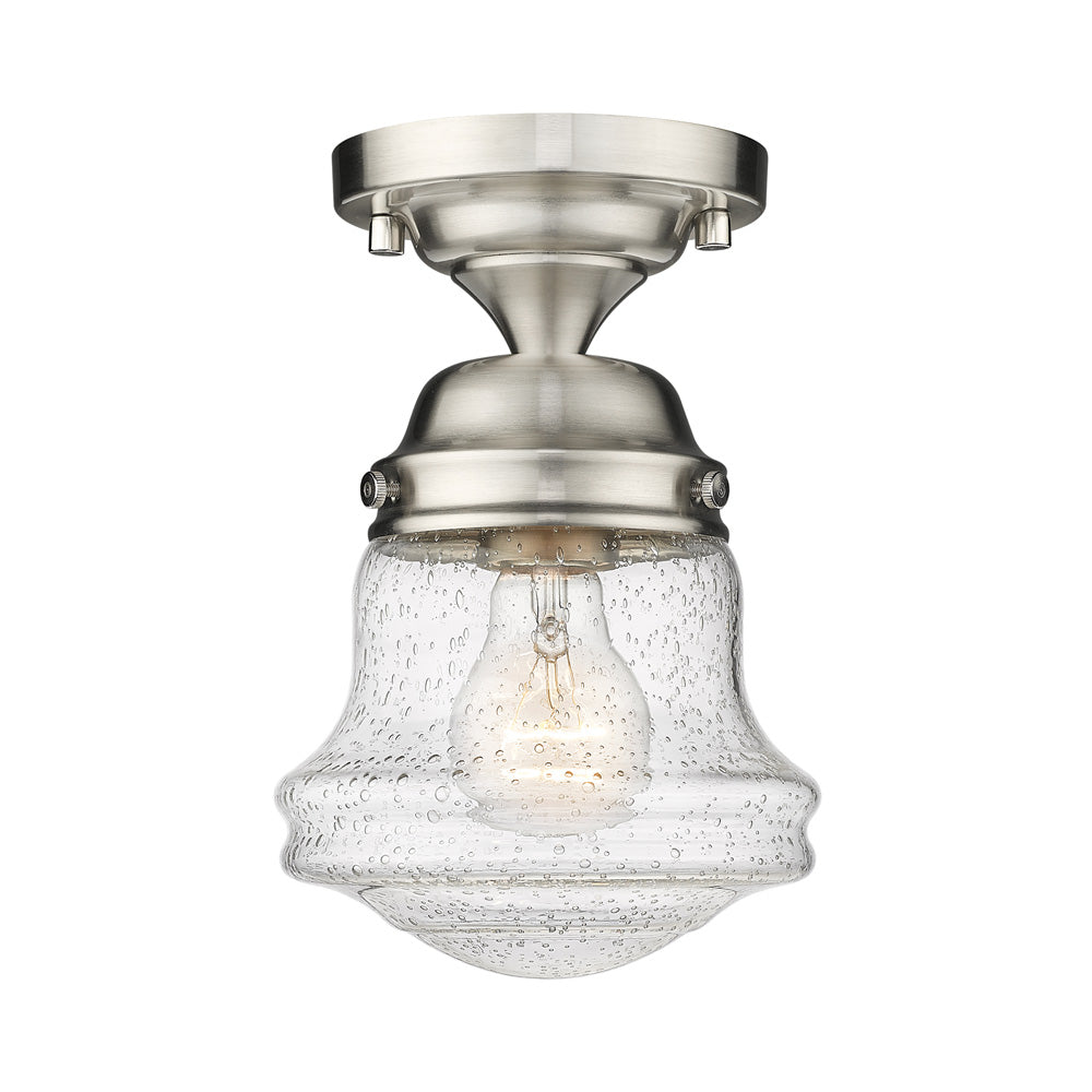 Vaughn Flush Mount Ceiling Light in Brushed Nickel (6-Inch/Clear Seedy).