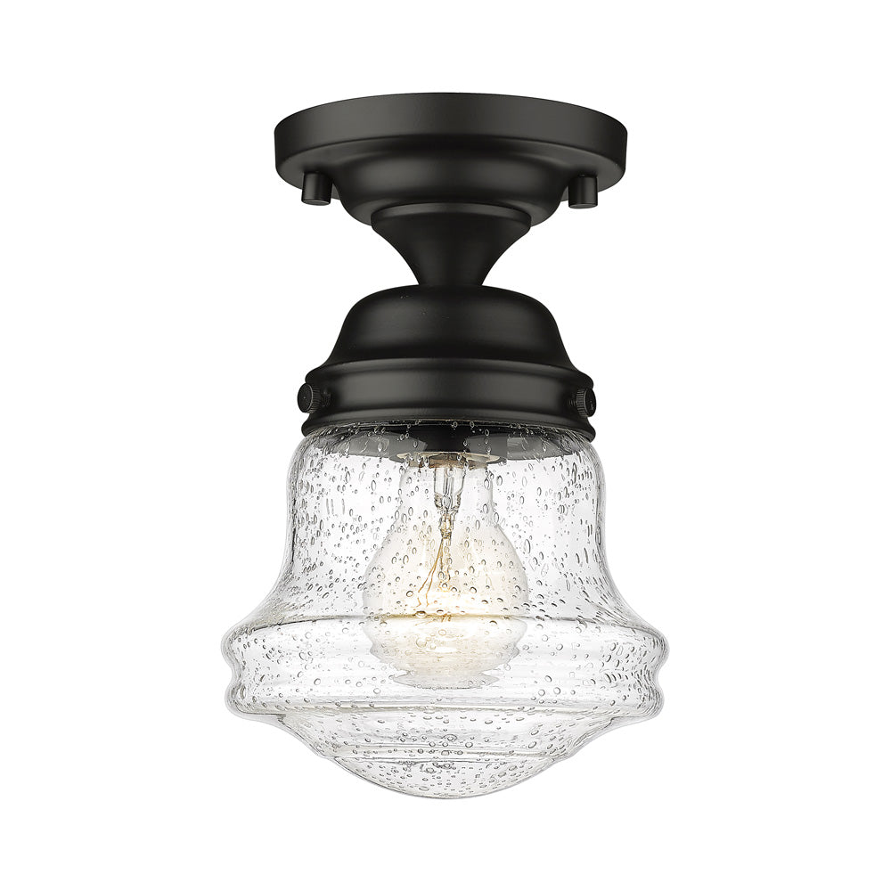 Vaughn Flush Mount Ceiling Light in Matte Black (6-Inch/Clear Seedy).