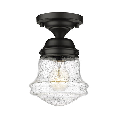 Vaughn Flush Mount Ceiling Light in Matte Black (6-Inch/Clear Seedy).