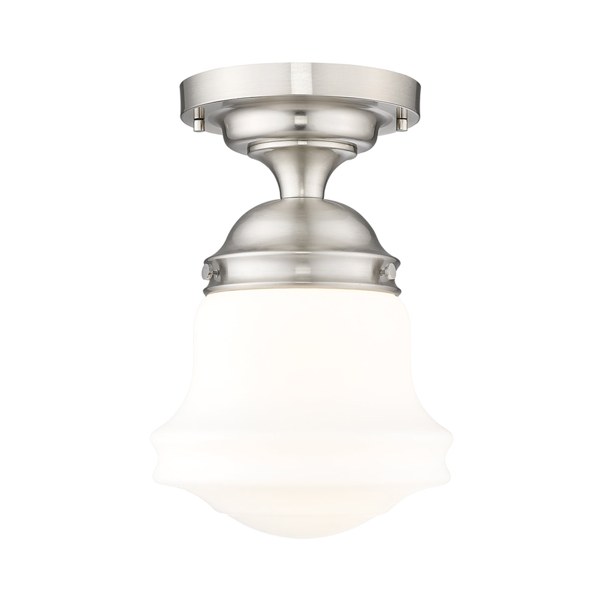 Vaughn Flush Mount Ceiling Light in Brushed Nickel (10.4-Inch/Matte Opal).