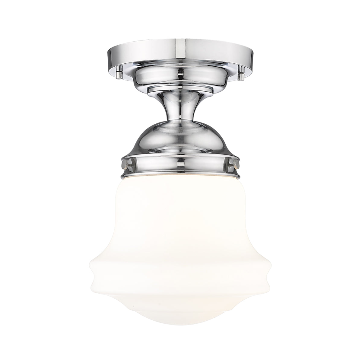 Vaughn Flush Mount Ceiling Light in Chrome (10.4-Inch/Matte Opal).