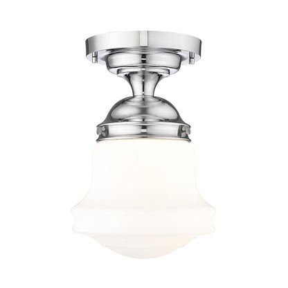 Vaughn Flush Mount Ceiling Light in Chrome (10.4-Inch/Matte Opal).