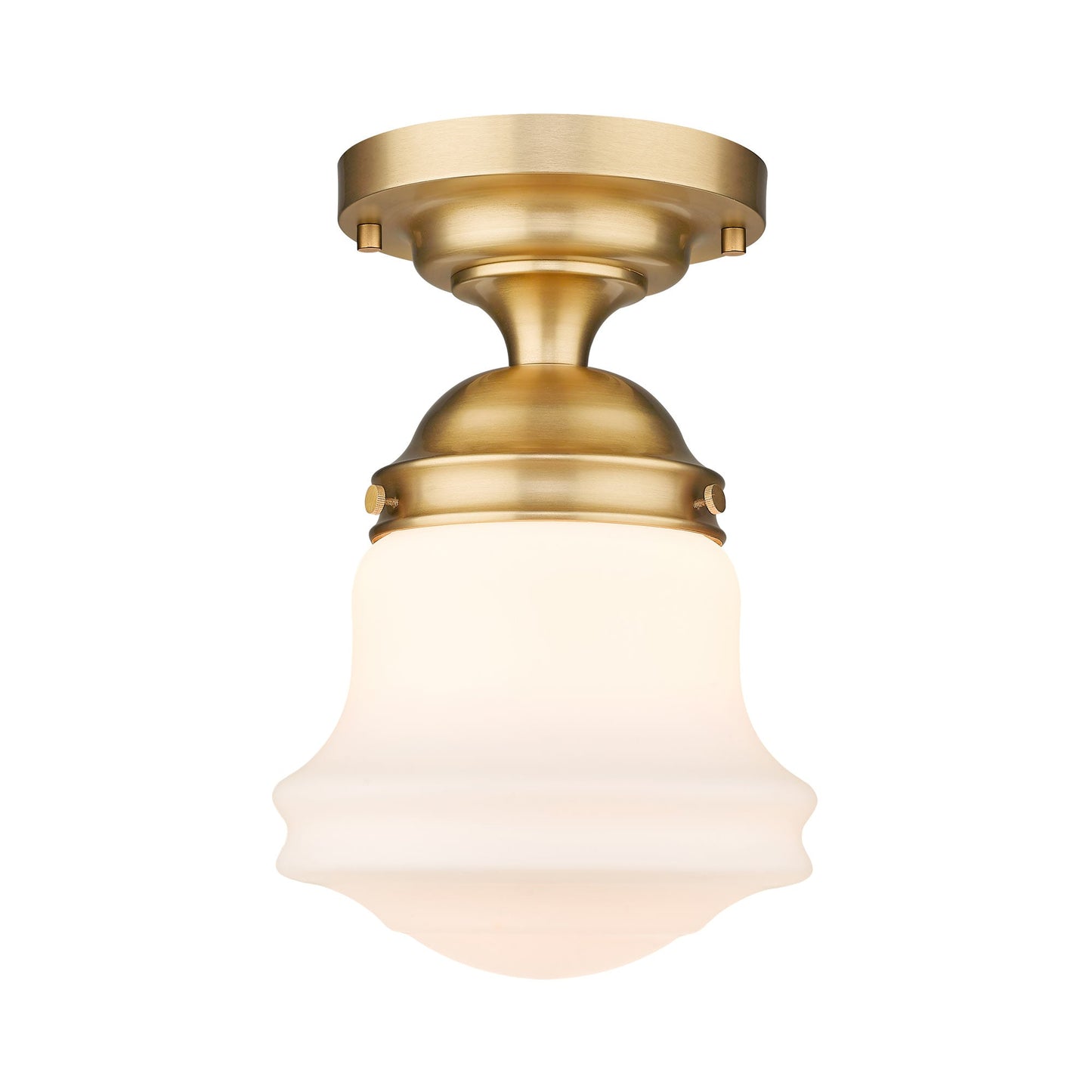 Vaughn Flush Mount Ceiling Light in Heritage Brass (10.4-Inch/Matte Opal).