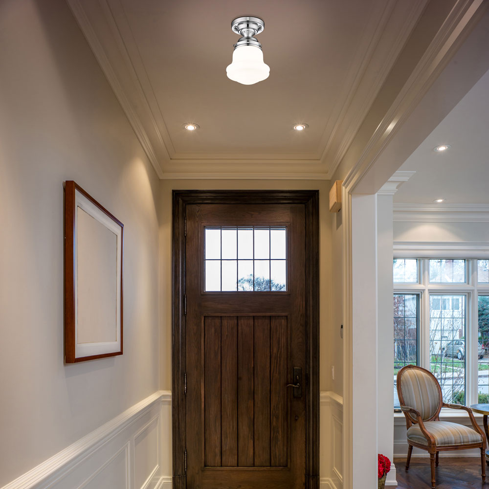 Vaughn Flush Mount Ceiling Light in hallway.