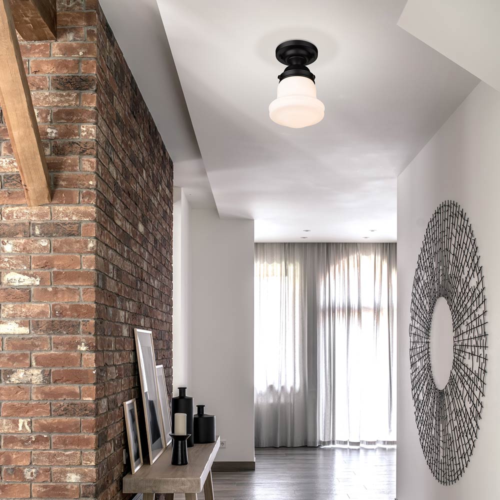 Vaughn Flush Mount Ceiling Light in hallway.