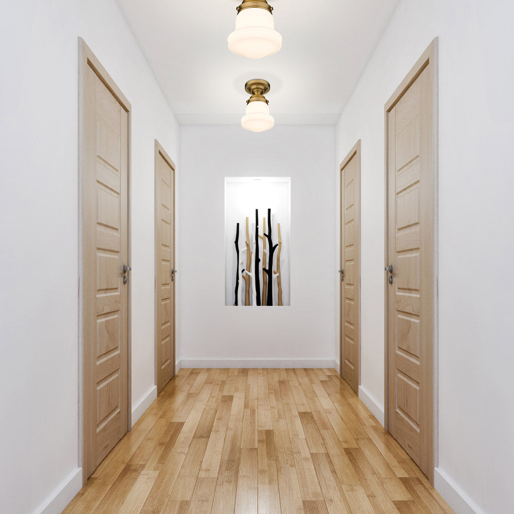 Vaughn Flush Mount Ceiling Light in hallway.