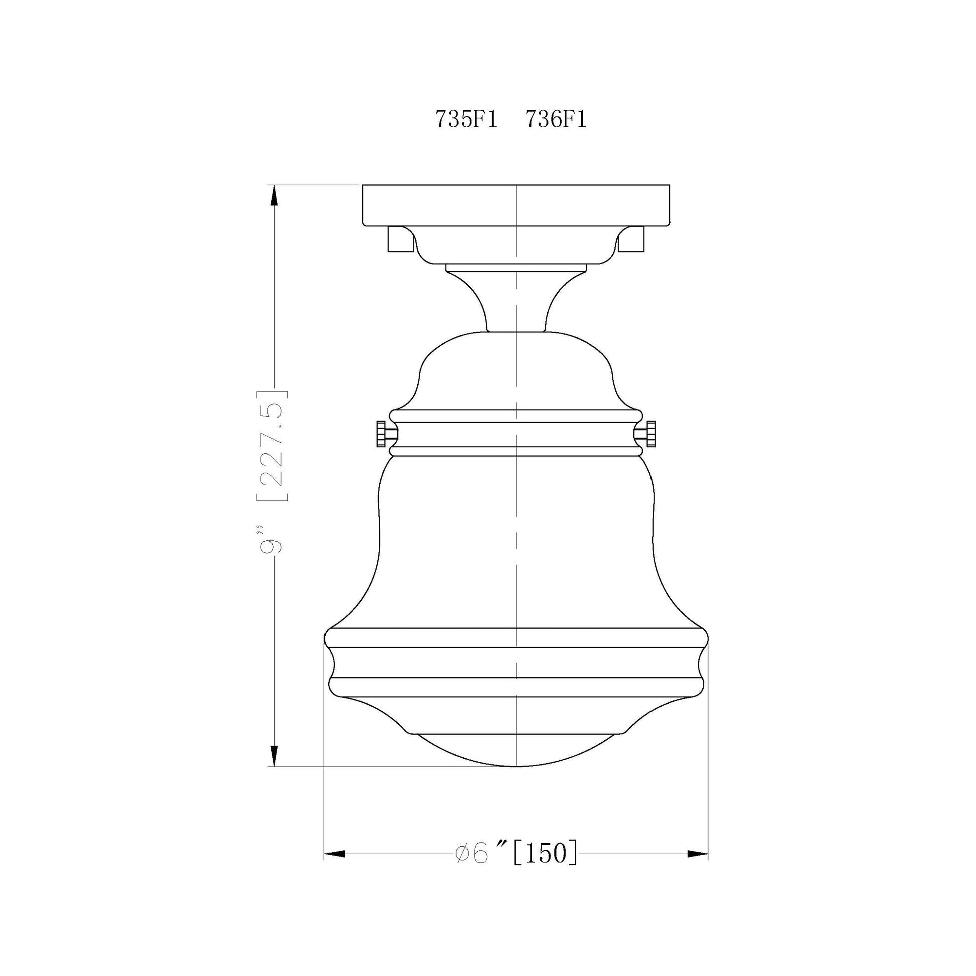 Vaughn Flush Mount Ceiling Light - line drawing.