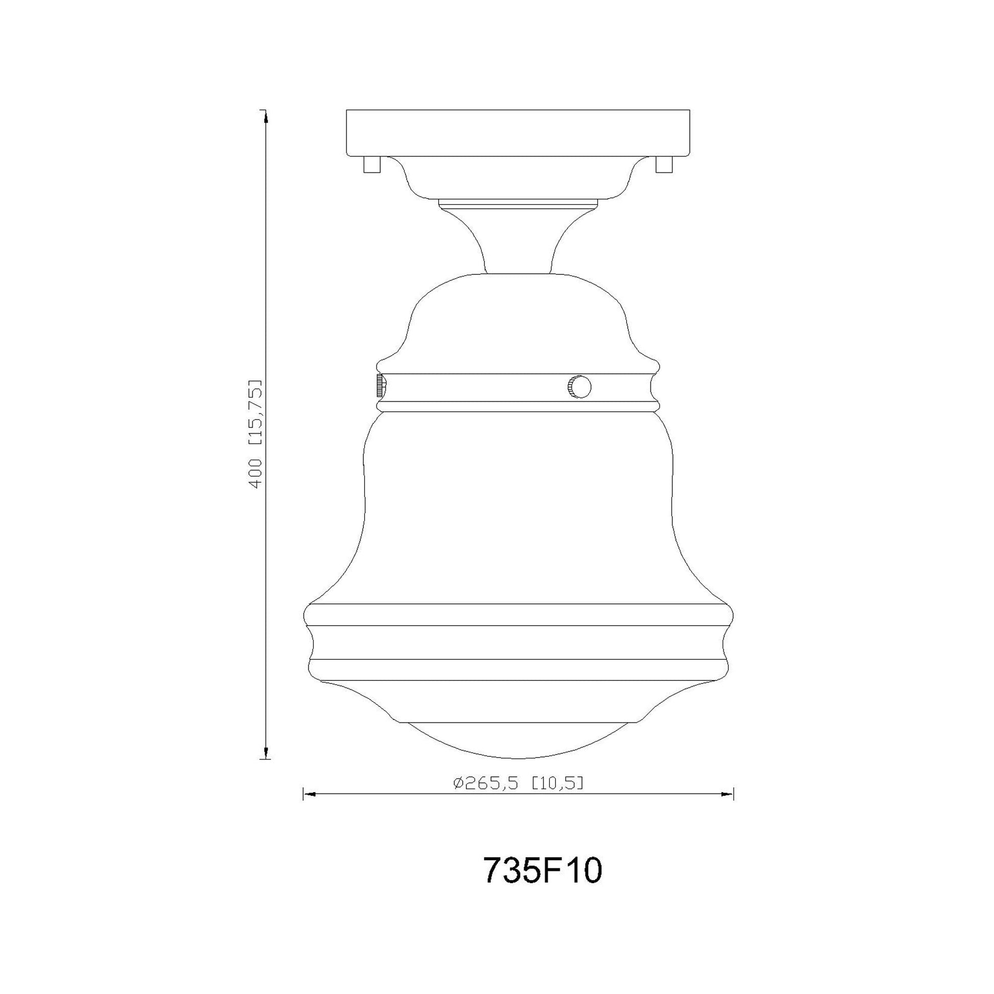 Vaughn Flush Mount Ceiling Light - line drawing.