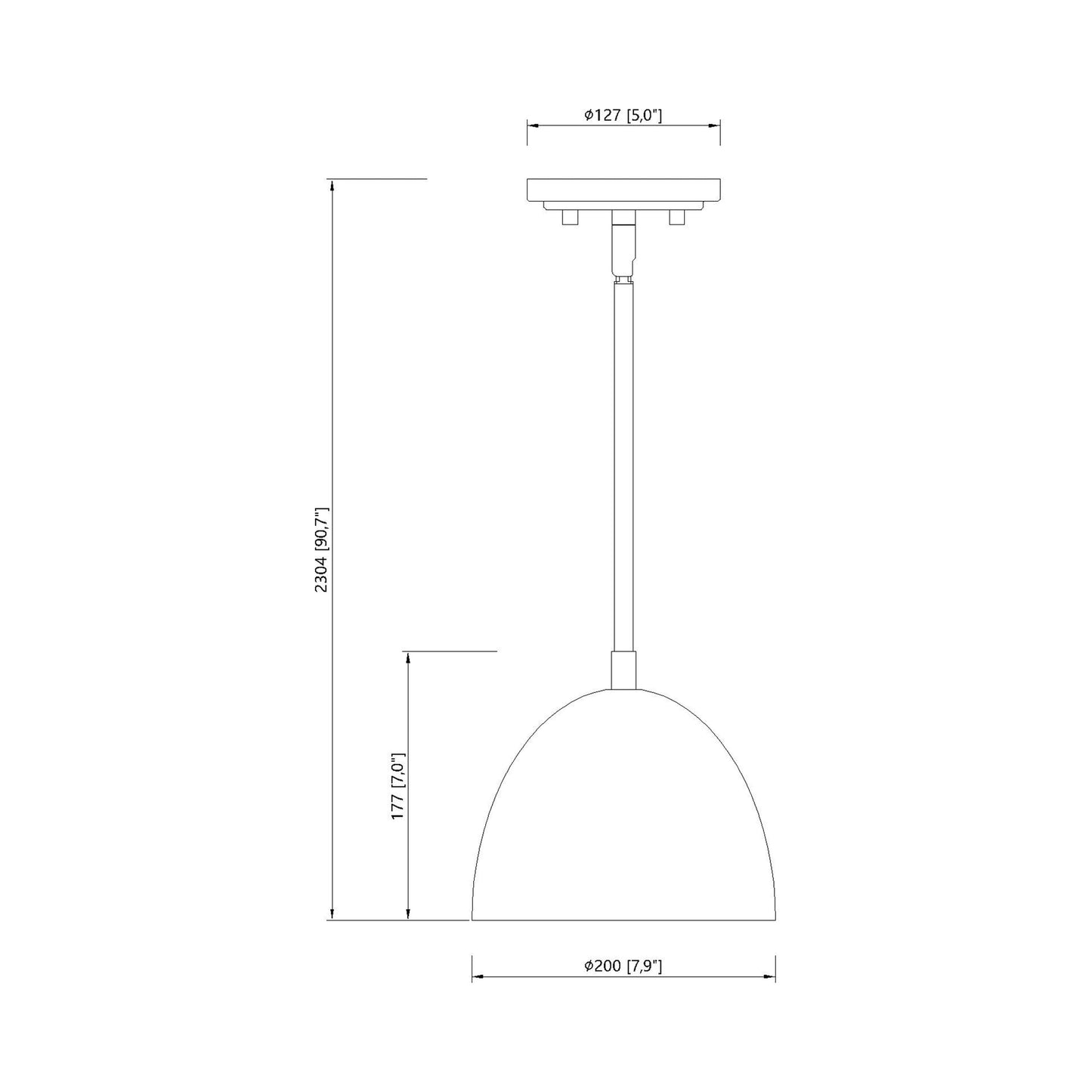 Vega Pendant Light - line drawing.