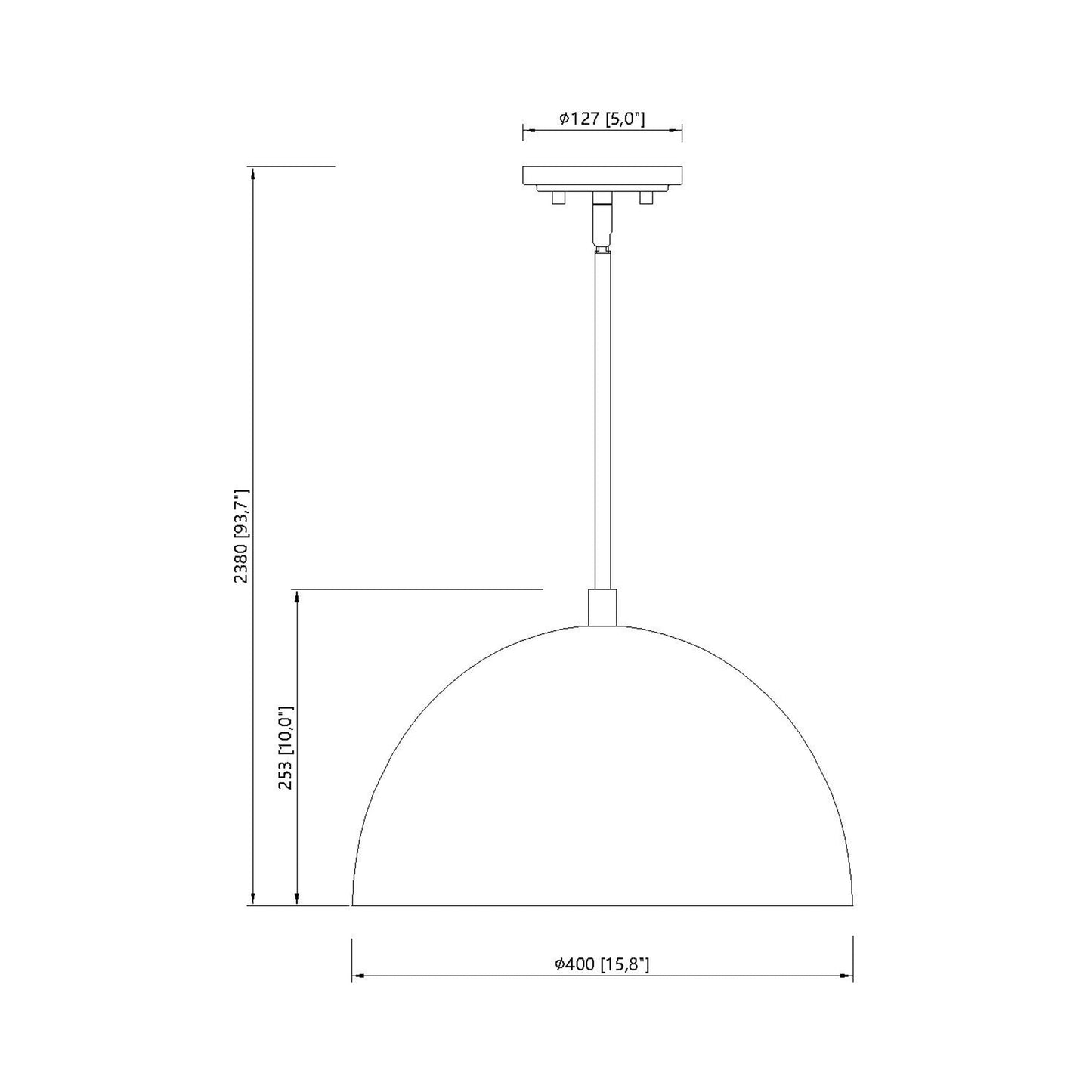 Vega Pendant Light - line drawing.