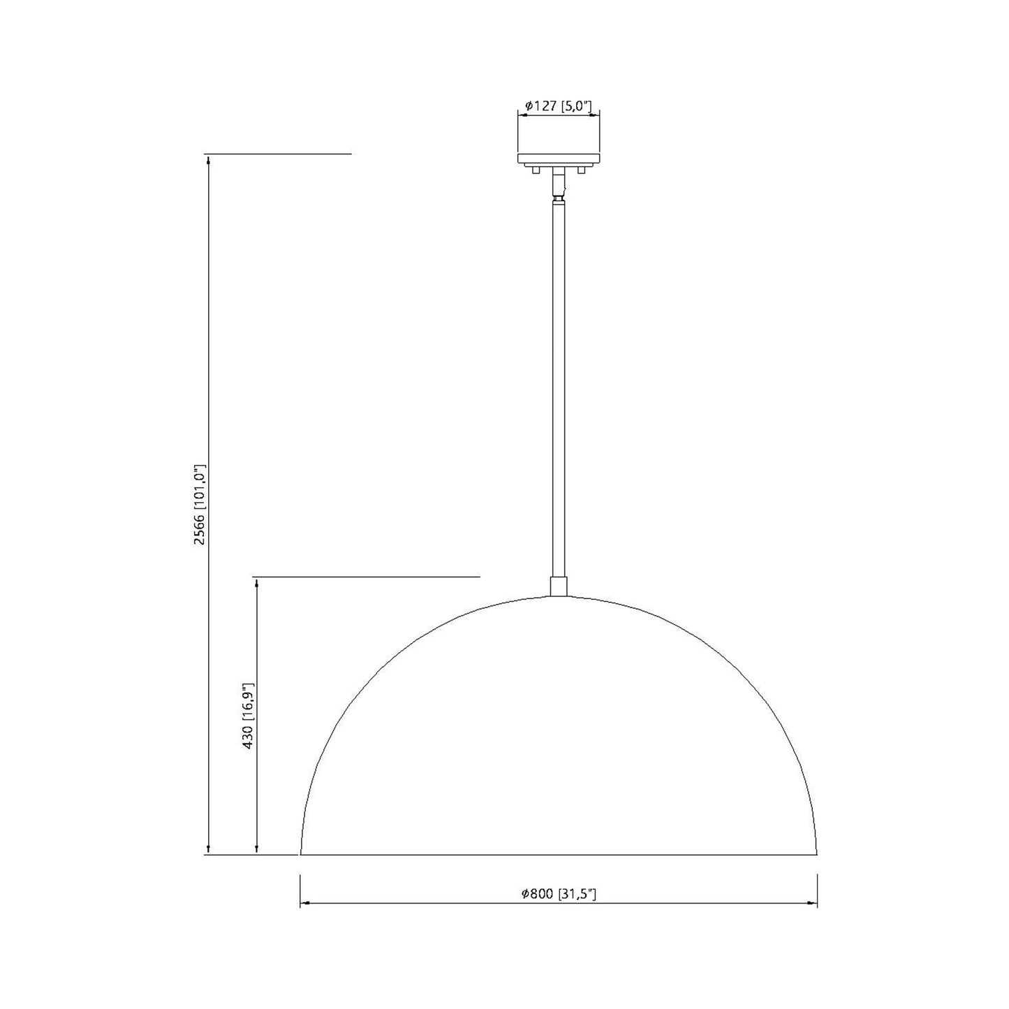 Vega Pendant Light - line drawing.
