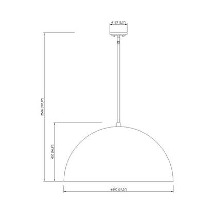 Vega Pendant Light - line drawing.