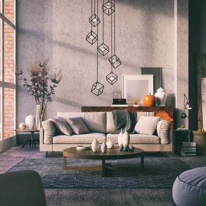 Vertical Chandelier in living room.